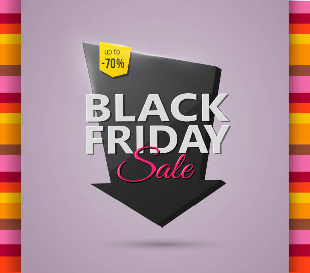 black friday discounts label template vector art illustration