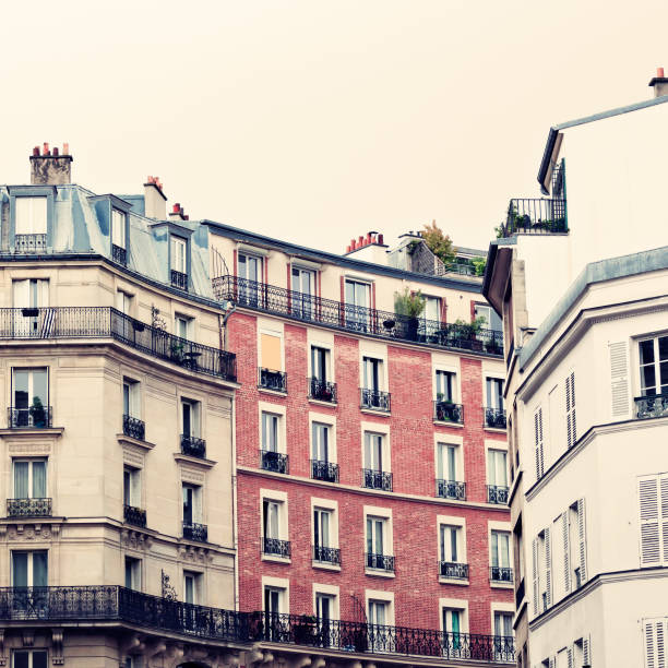 Vintage buildings in Paris stock photo