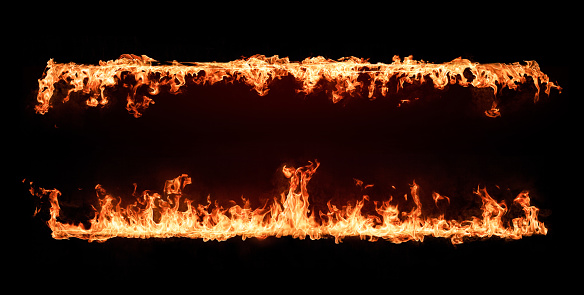Fire Flames Frame. Design Element Isolated on Black Background