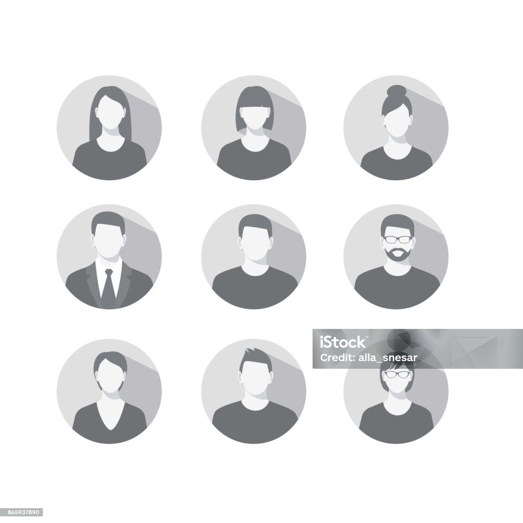 icônes de profil pour les hommes et les femmes - clipart vectoriel de Avatar libre de droits