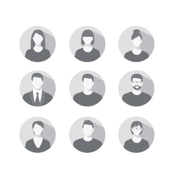 profile icons for men and women Set of profile icons for men and women avatar stock illustrations