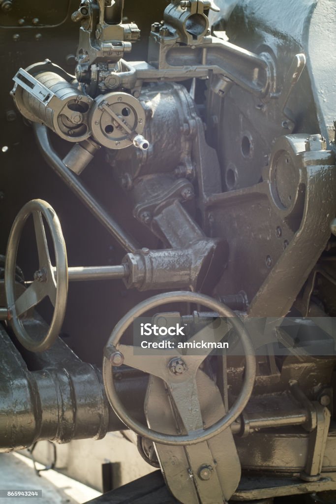 The mechanism of the cannon guns the mechanism of the cannon guns Accuracy Stock Photo