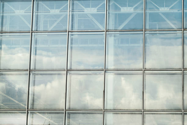 The texture of the glass windows of buildings