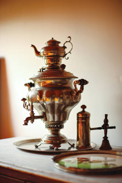 istock Traditional Steel Turkish Tea Samovar on the Table 865944042