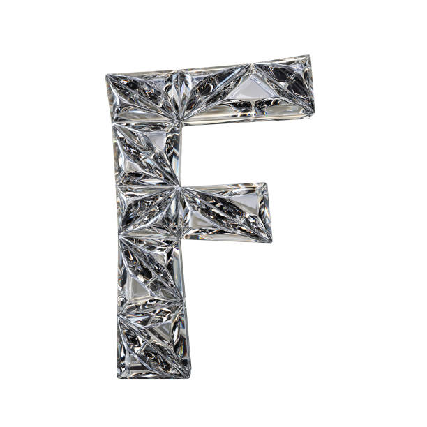 cristal trianguladas carta fonte 3d f - letter letter f crystal diamond - fotografias e filmes do acervo