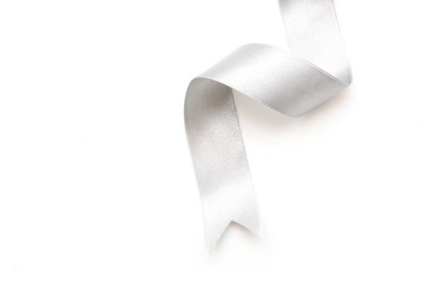 istock silver ribbon bow in bright silver white grey color isolated on white background 865950792