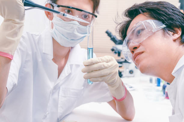 istock (SCIENCE) Scientists are certain activities on experimental science like mixing chemicals, microscope, entry data to develop science medicine or food for everyone on the world, Film effect and selective focus. 865982542