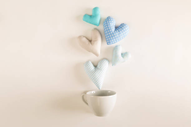 istock Handmade heart cushions with coffee cups 865990382