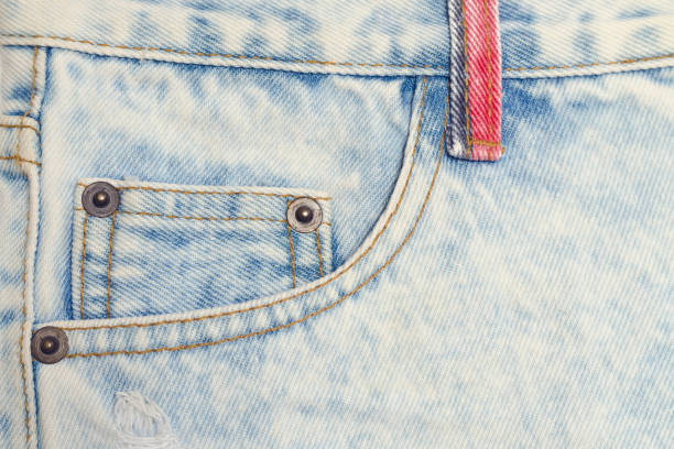 Close up of  light blue jean pocket