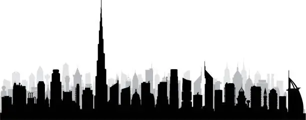 Vector illustration of Dubai (All Buildings Are Complete and Moveable)