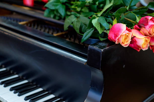 istock Rose flowers on piano cover 866010740
