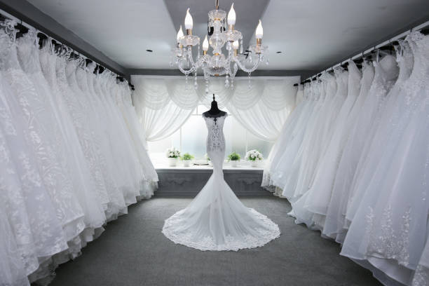 Beautiful Wedding Dresses Stock Photo - Download Image Now - Wedding Dress,  Store, Wedding - iStock