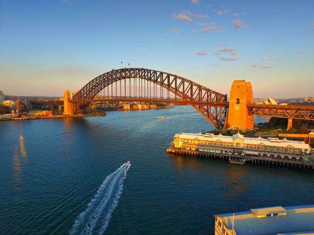istock Aerial View Sydney Harbour on Dusk 866017924