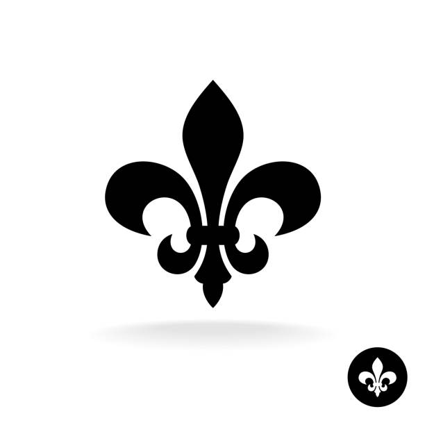 fleur de lis 簡單優雅的黑色輪廓符號 - 魁北克 幅插畫檔、美工圖案、卡通及圖標
