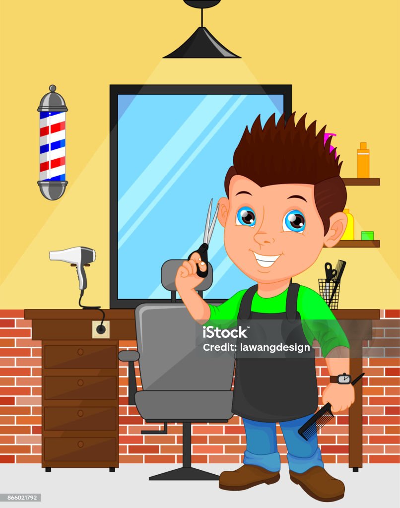 Barber Boy Cartoon Stock Illustration - Download Image Now - Adult, Adults  Only, Art - iStock