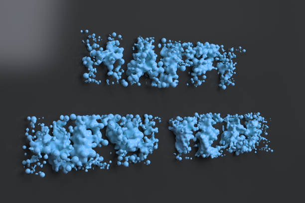 istock Liquid blue Happy New Year words with drops on black background 866024430