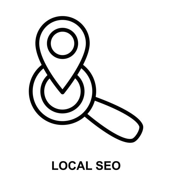 ikona local seo thin line vector - google stock illustrations