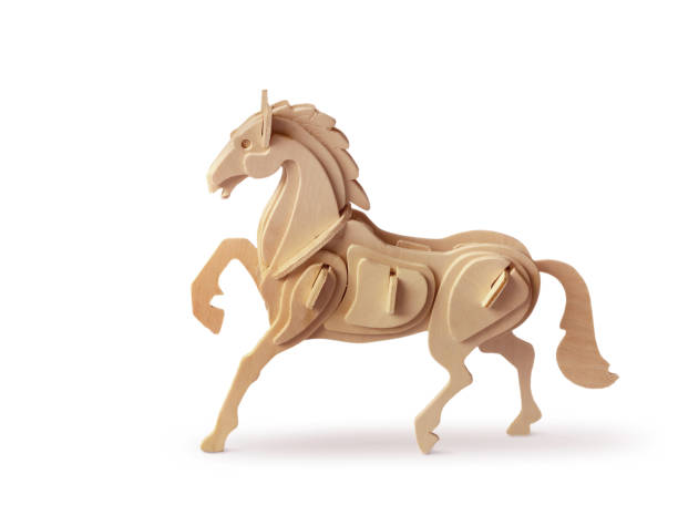 istock Wooden horse on white background 866031318