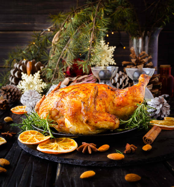 istock Baked turkey for Christmas or New Year space for text 866031820