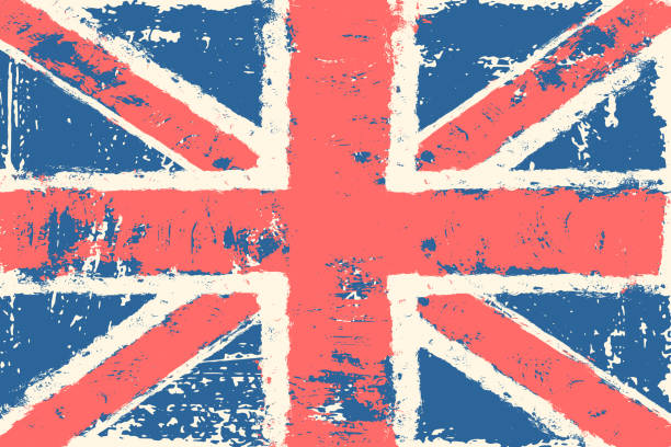 флаг англии великобритании. красный белый синий британский английский гранж краска кисть текстуры - vector british flag english flag white stock illustrations