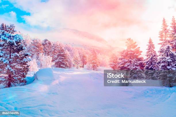 Ski Centre Stryn Sunrise Stock Photo - Download Image Now - Landscape - Scenery, Winter, Christmas