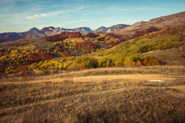 istock Mountain autumn landscape with colorful forest 866036902