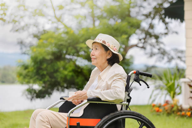 istock elderly woman relax in backyard 866037186