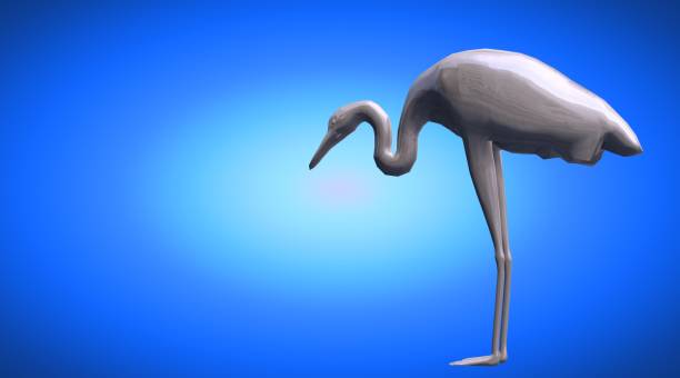 istock 3d rendering of a reflective bird with long legs 866046760