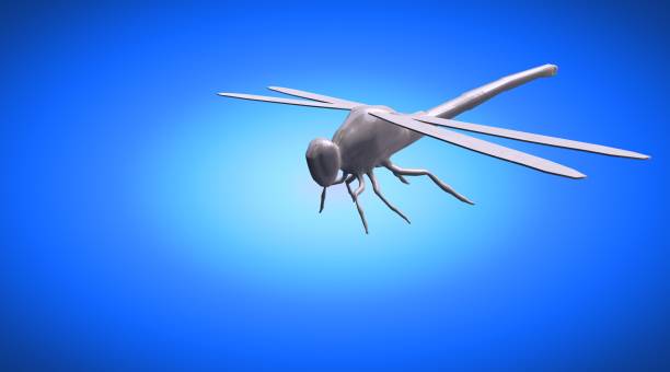 istock 3d rendering of a reflective dragonfly insect flying in the air 866047278