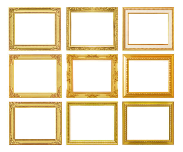 istock The antique gold frame on the white background 866047584