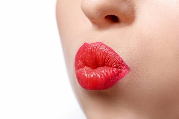 istock Make-up artist apply lipstick with brush, beauty 866048062