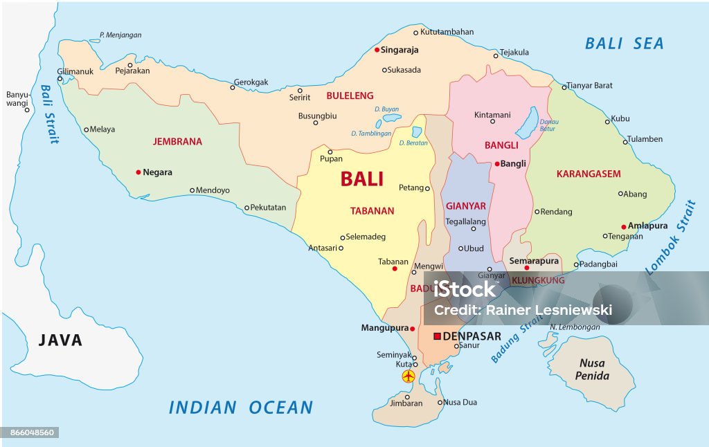 De Administratieve En Politieke Kaart Bali Met Zegel Stockvectorkunst En  Meer Beelden Van Bali - Istock