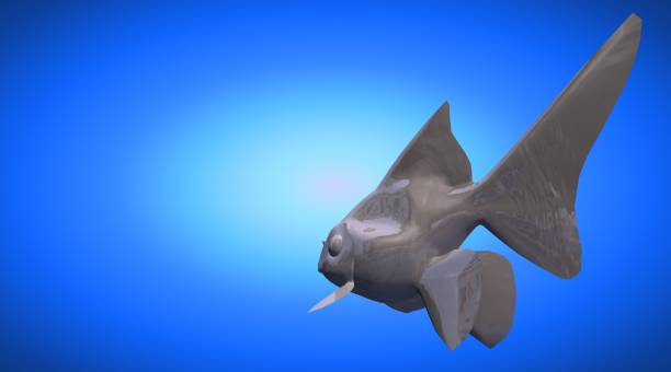 istock 3d rendering of a reflective fish shape swimming with fins 866048576