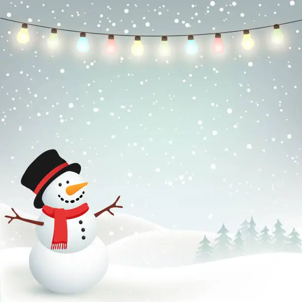 Vector illustration of Winter Christmas Background with Snowman