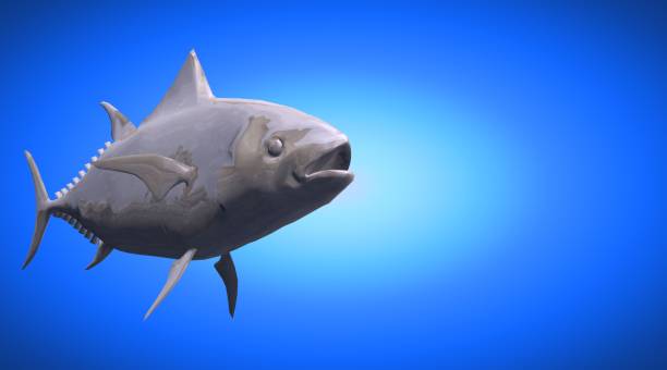 istock 3d rendering of a reflective fish shape swimming with fins 866051926