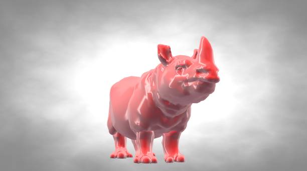 istock 3d rendering of a reflective hippo animal on a circual gradient background 866052702