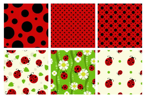 Vector illustration of Ladybug patterns set