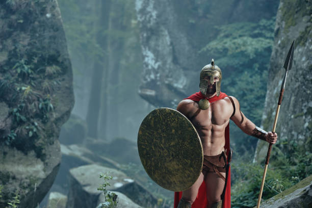 istock Spartan warrior in the woods 866060380