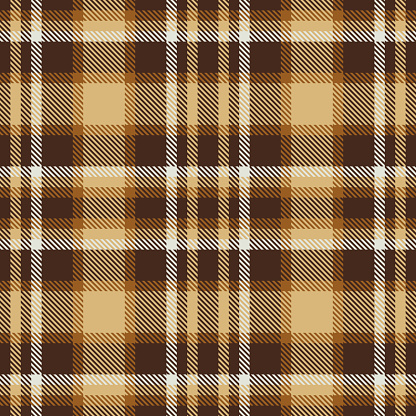 Brown tartan seamless vector pattern. Checkered plaid texture. Geometrical simple square background for fabric, textile, cloth, clothing, shirts, shorts, dress, blanket, wrapping design