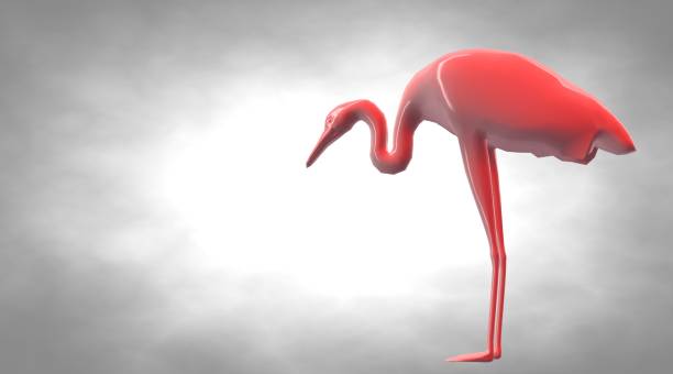 3d rendering of a reflective bird with long legs