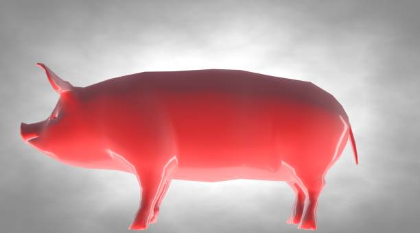 istock 3d rendering of a reflective fat pig animal on a background 866064760