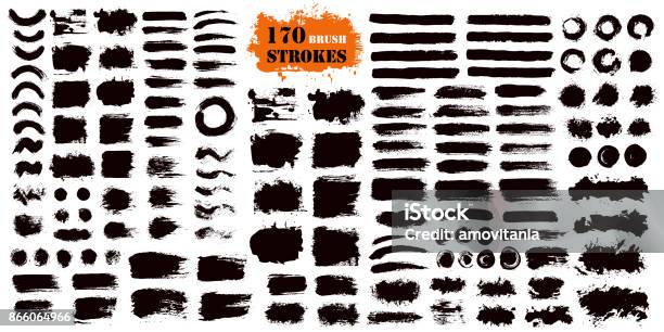 Brush Stroke Paint Boxes Set - Arte vetorial de stock e mais imagens de Pincel - Pincel, Tinta - Equipamento de Arte e Artesanato, Técnica de imagem Grunge