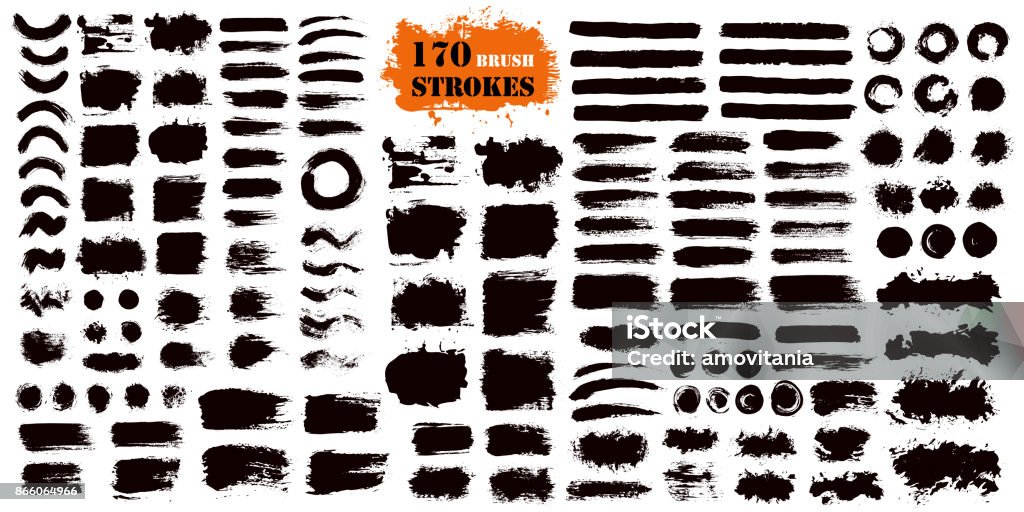 Brush Stroke Paint Boxes Set Brush Strokes Set. Paintbrush Boxes for text. Grunge design elements. Dirty texture banners. Ink splatters. Vector illustration. Paintbrush stock vector