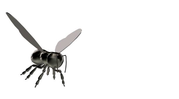 istock 3d rendering of a reflective bee insect on a background 866069548