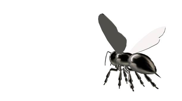 istock 3d rendering of a reflective bee insect on a background 866069618