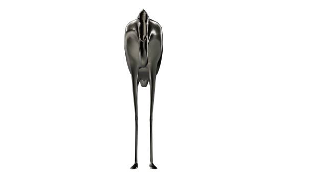 3d rendering of a reflective bird with long legs