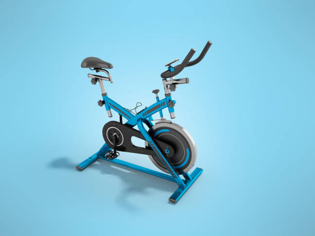 istock A modern exercise bike is a compact version for home use with an electronic length-of-route sensor, a 3D 3d render on a blue background 866073178