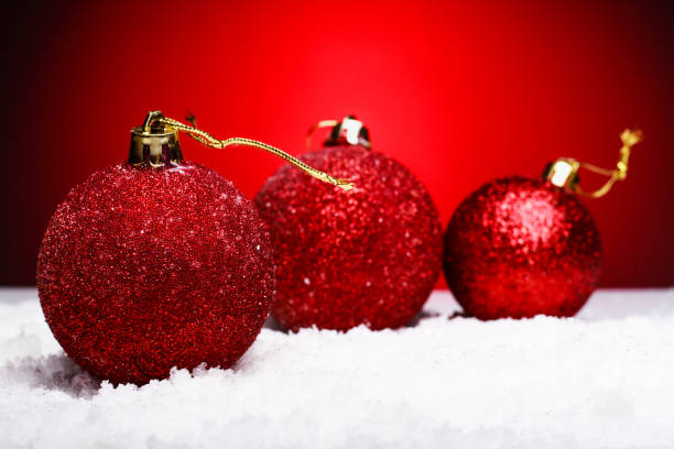 istock Christmas composition of Christmas tree toys on a red background 866079768