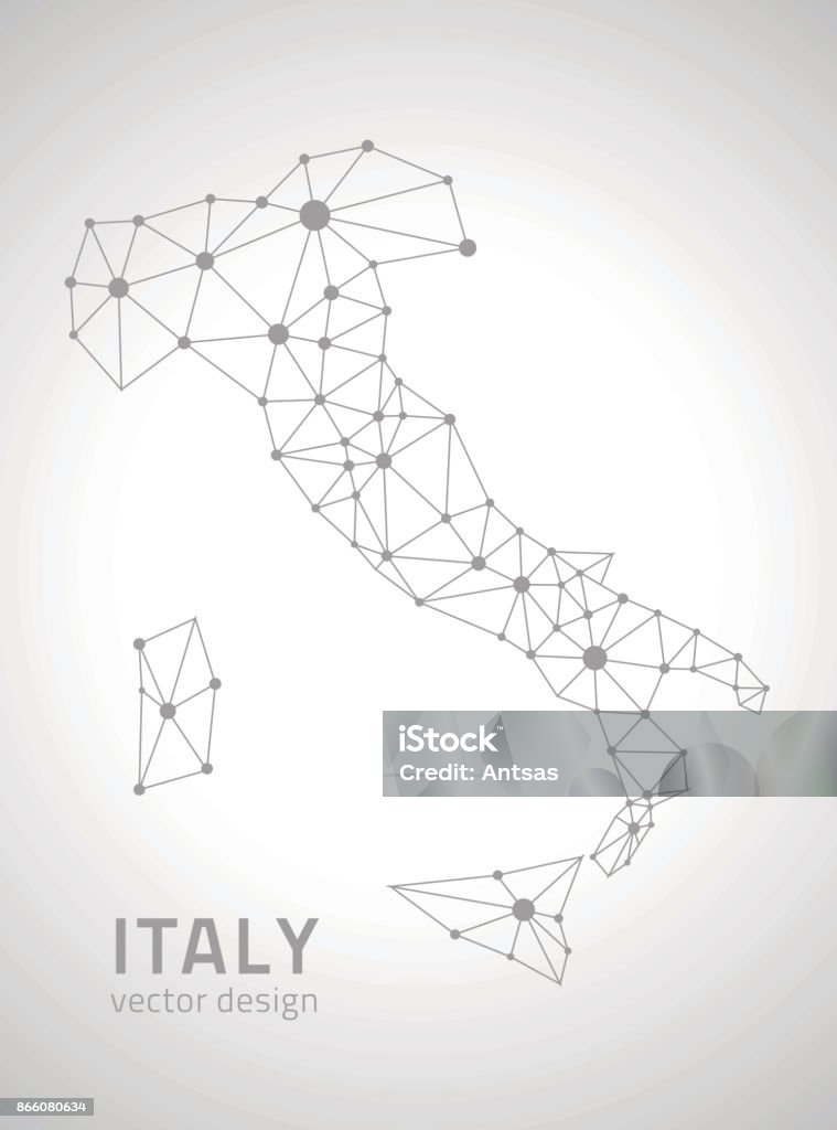 Triangle Italy Italy Dot Grey Vector Contour Triangle Trendy Map Stock Illustration ...