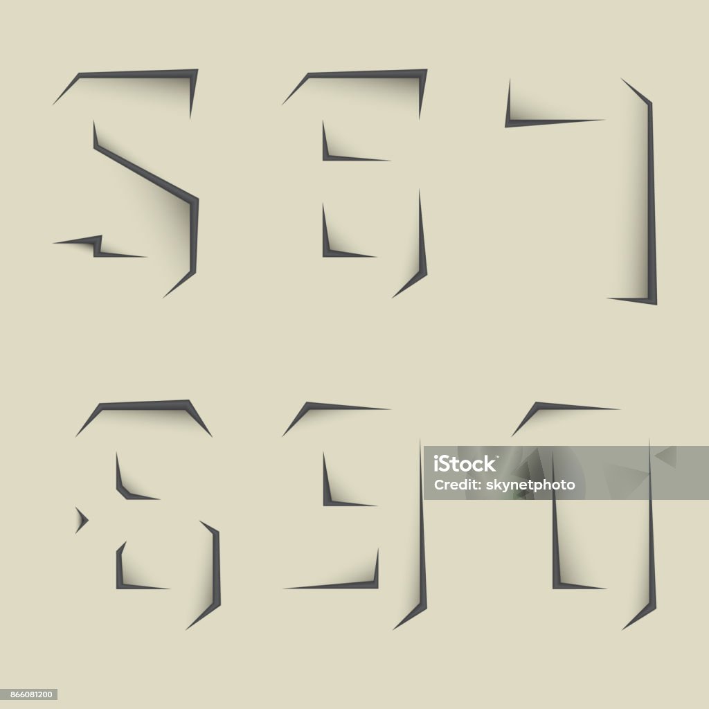 Abstract Paper Rip Rip Paper Alphabet Set Stock Illustration - Download Image Now ...